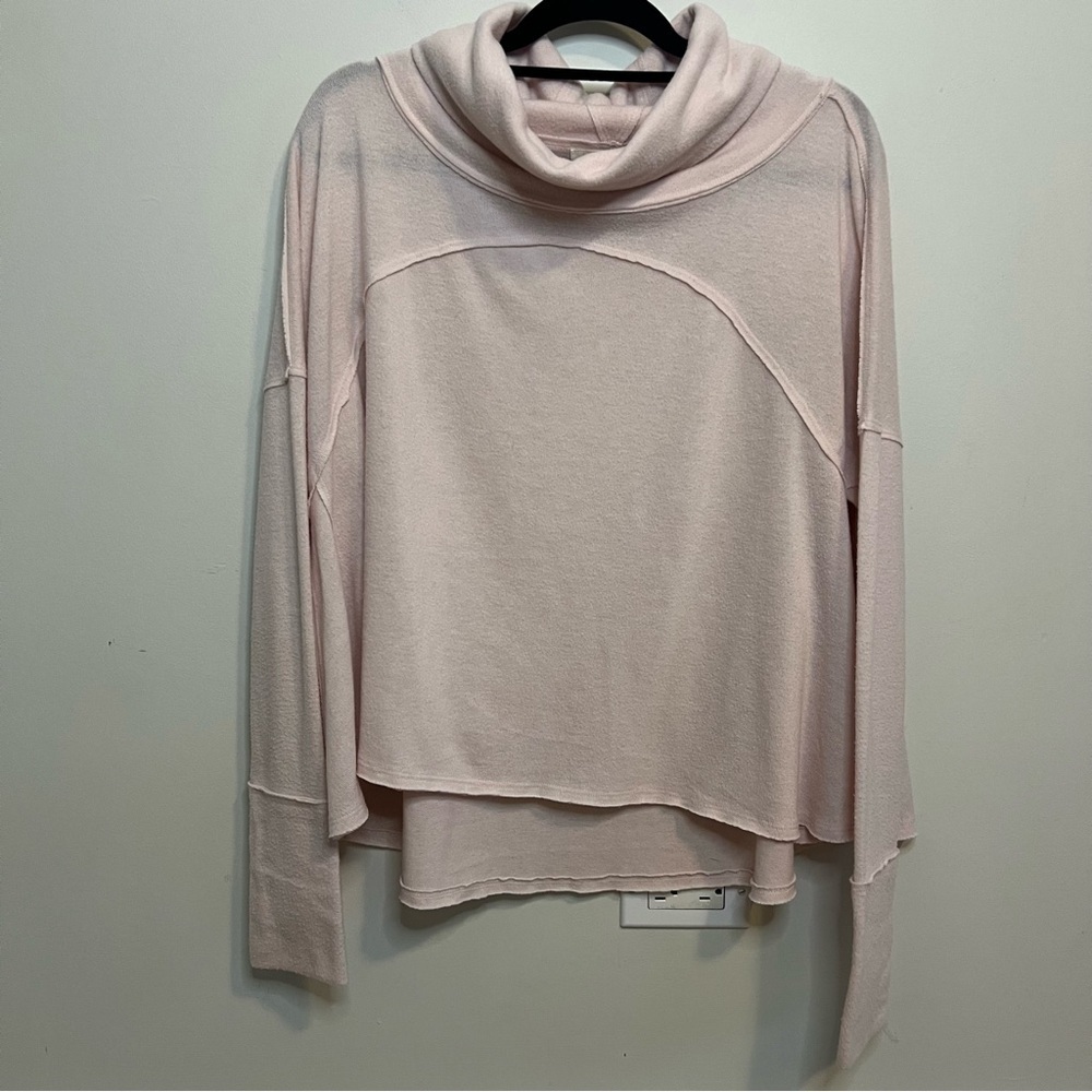 We The Free Soft Pink Cowl Neck Sweater Boho Loungewear Athleisure Indie Lounge